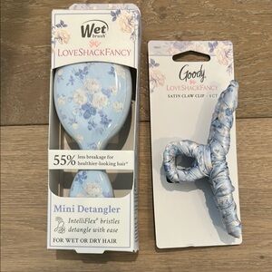 LoveShackFancy Mini Detangler and Satin Claw Clip Set
